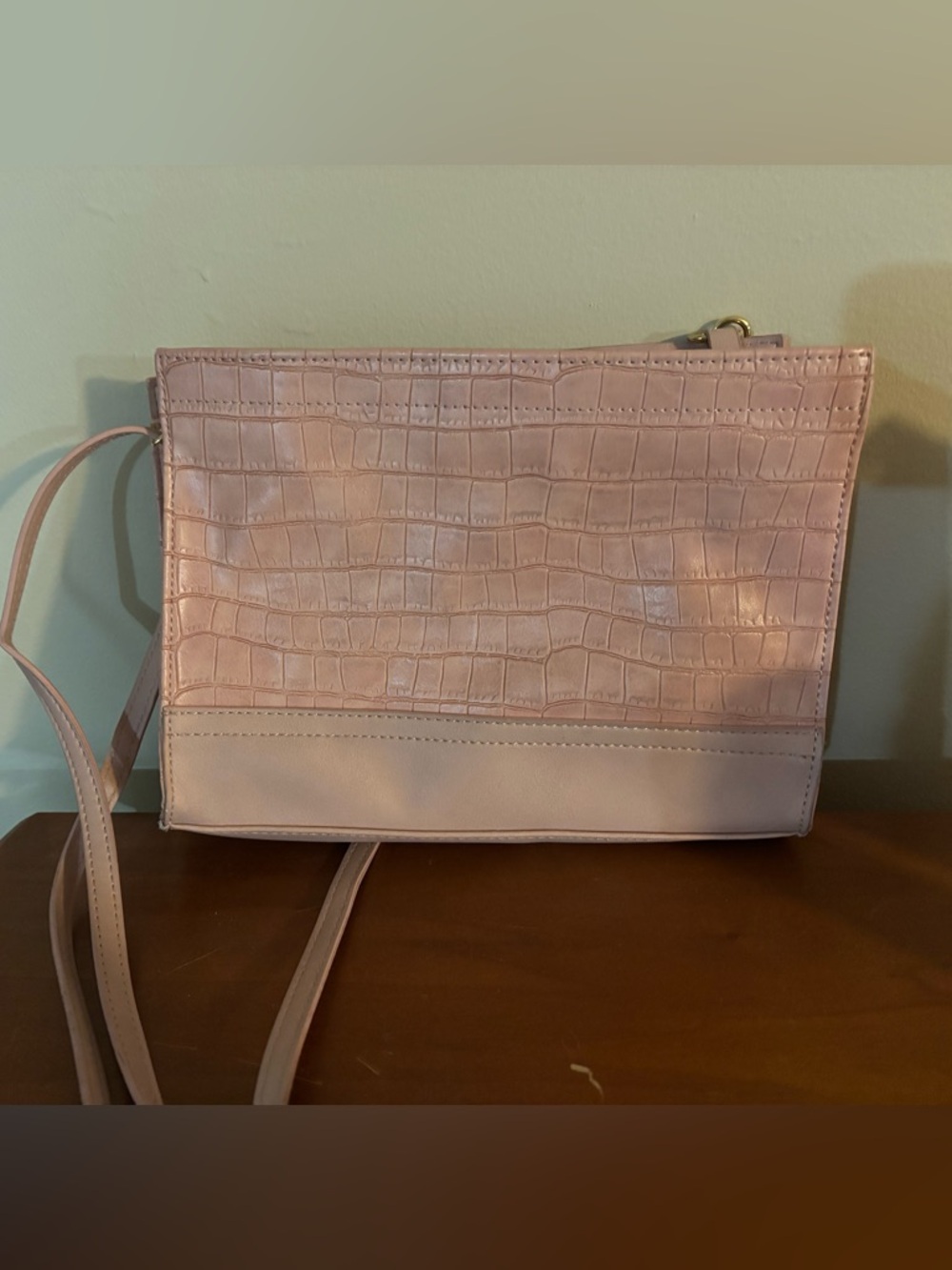 Bueno Blush Croc-Embossed Crossbody Bag